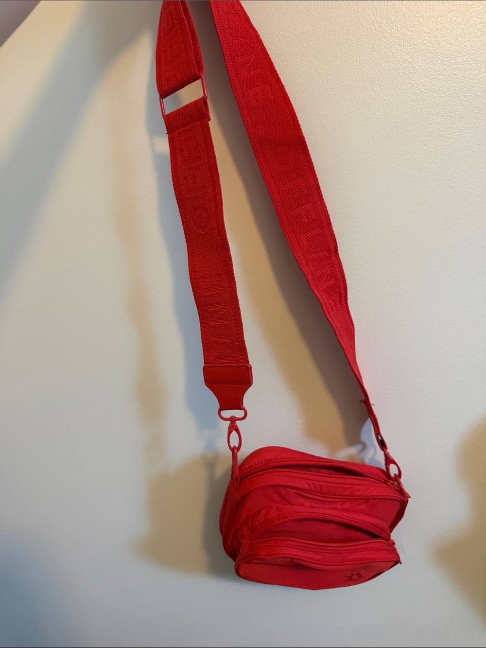Red Crossbody Bag with Wide Adjustable Strap